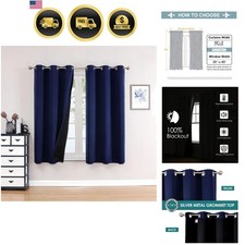 100 Blackout Curtains for Bedroom with Black Liner, 2 Thick Layers Total Bla...