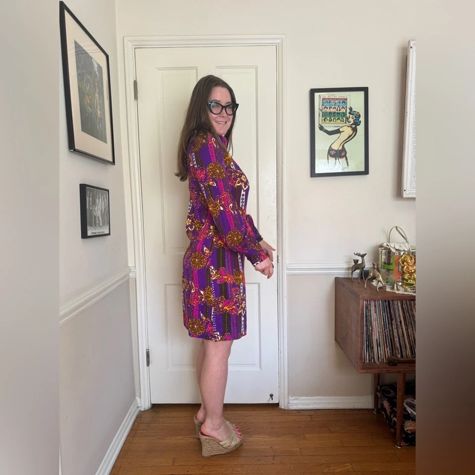 70s Vintage Acrylic Barkcloth Honeymoon Set - Dress and Shirt - Image 3 of 4