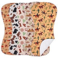 5 Pack Western Baby Burp Cloths Soft Absorbent Spit up Rags Cowboy Burp Cloth...
