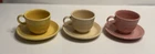 Fiesta Ware Cups W/ Saucers Mixed Set of 3 Vintage Homer Laughlin Fiesta