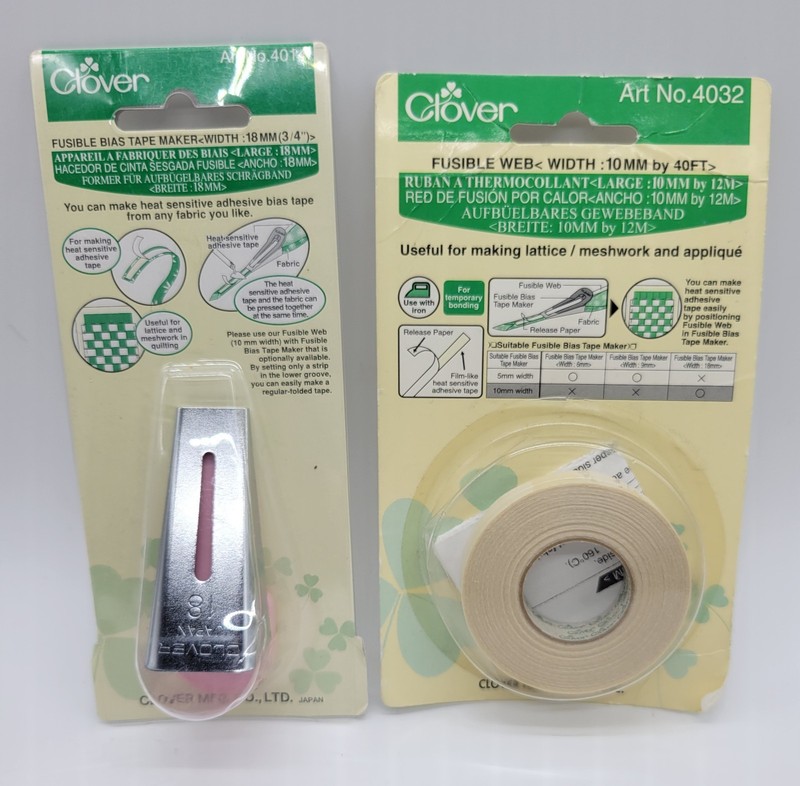 Clover Fusible Web 10mm 4032 + Fusible Bias Tape Maker Width 18mm/3/4" 4014 NIP