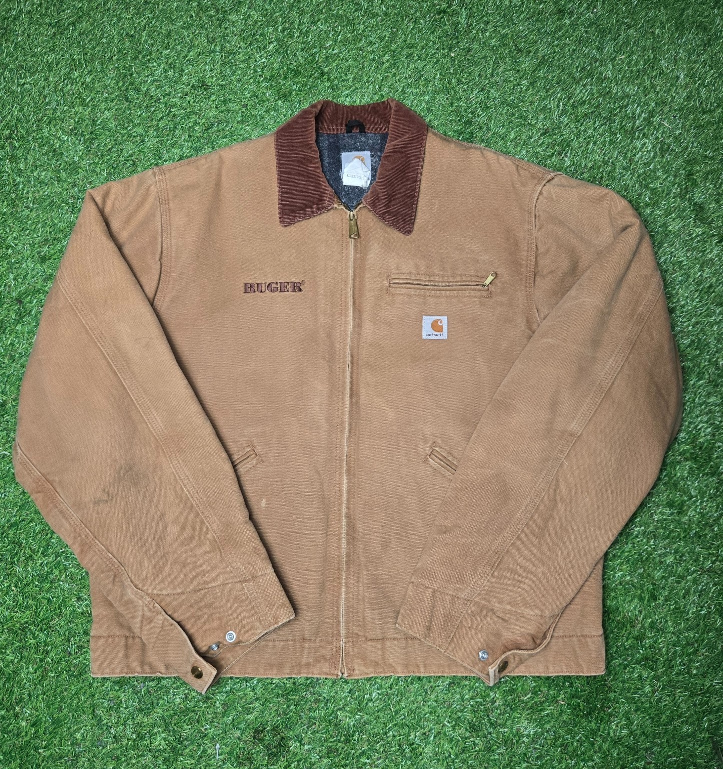 Vintage Carhartt J01 BRN Detroit Jacket Ruger Blanket Lined USA Made Size XL