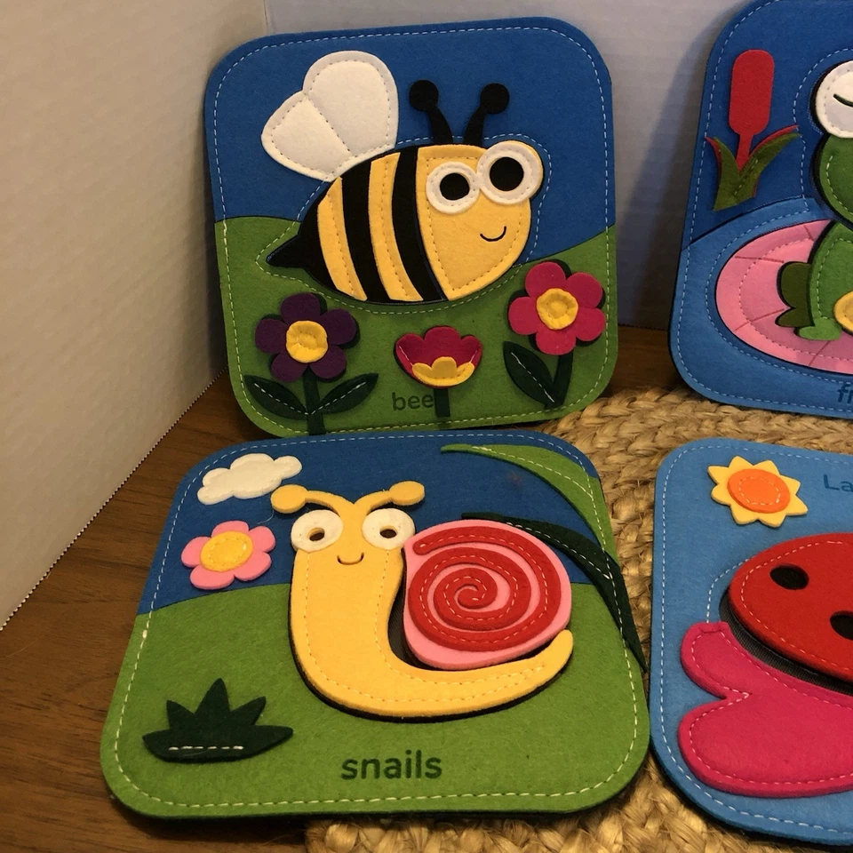 5er Set Filz Ruhe Buch Puzzle Lernen Montessori Puzzles Tiere - Bild 2 von 4