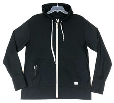 Vuori Halo Performance Hoodie Women M Black DreamKnit Full Zip White Zipper HOLE