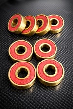 High Speed Ceramic Skateboard Bearings Set Of 8 ABEC-11 608RS Red Gold