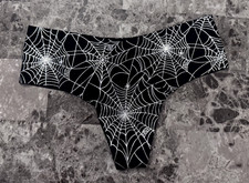 NWOT VICTORIA'S SECRET PINK XS SILVER SPIDERWEB HALLOWEEN NO SHOW THONG PANTIES