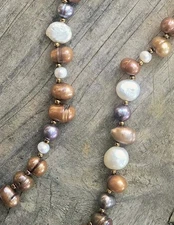 Handcrafted - Burnished Pearl Medley - Beautiful Mixed River Pearl Bead Necklace