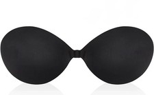 Reggiseno donna adesivo + copricapezzoli + confezione regalo - Nero DD (38B)