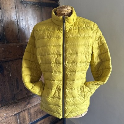 M&S Winter Lime Yellow Down Feather Lightweight Puffer Jacket Size 10 VGC Hood