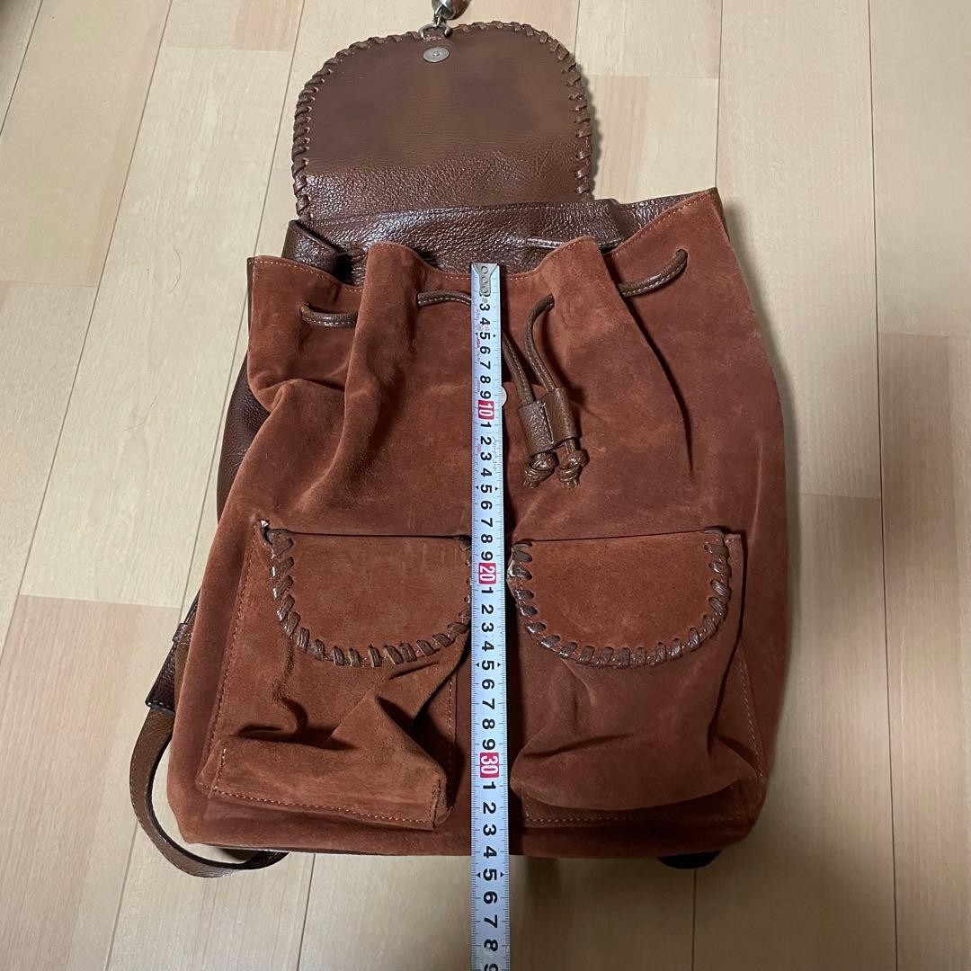 Marella Suede Leather Drawstring Backpack Brown - image 10