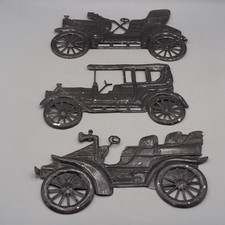 Lot Of 3 Antique Automobile Tin Wall Hanging Mancave Garage Decor Lot Of 3 Antique Automobile Tin Wall Hanging Mancave Garage Decor