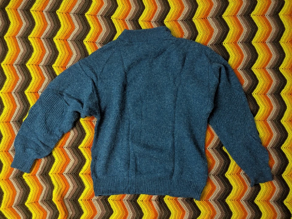 Suéter masculino pequeno pendleton NorWester Wear mistura de lã quarto de zíper azul S h105 - Imagem 3 de 4