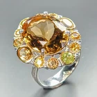Jewellery 13 ct+ Natural Citrine Quartz Ring 925 Sterling Silver Size 7 /R466123
