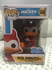 FUNKO POP! DISNEY DEVIL DONALD DUCK With Pumpkin #1446 DAMAGED BOX W/PROTECTOR