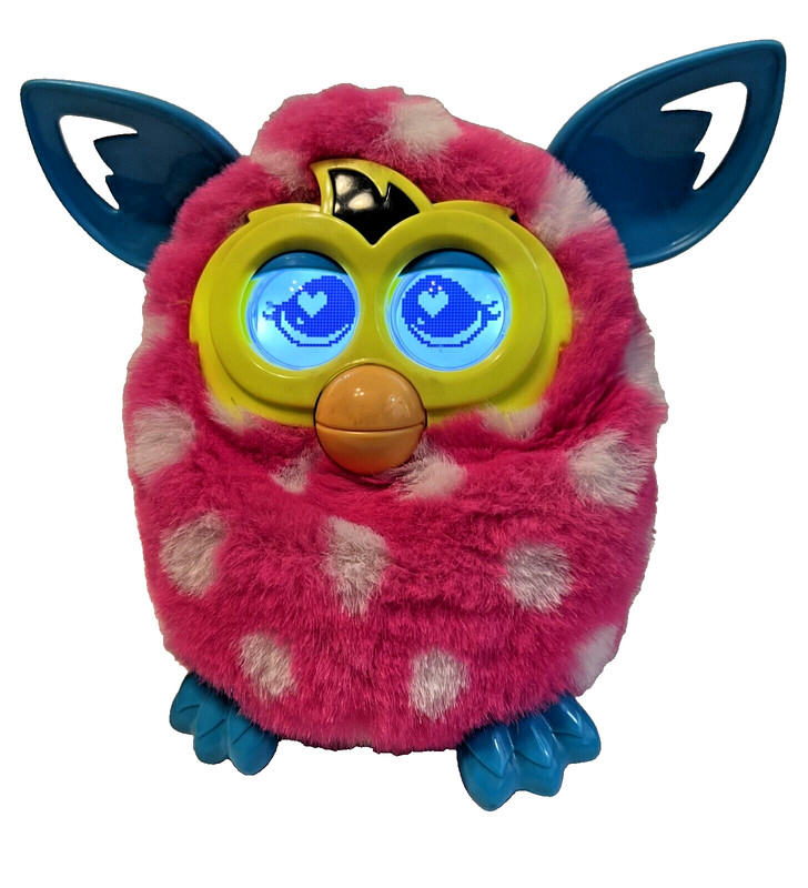 2012 Furby Boom Pink With White Spots Blue Feet And Ears Works - See Video