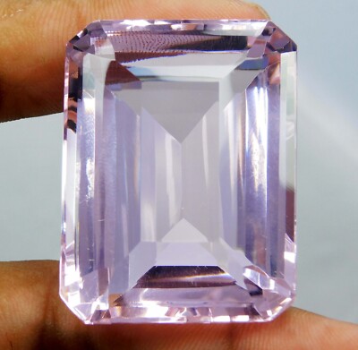 Natural 194.45 Ct Brazilian Pink Kunzite Emerald Cut Loose Gemstone Certified