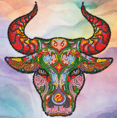 Bead Embroidery Kit ''Bull'' size 7.9''x7.9'' / 20.0x20.0 cm