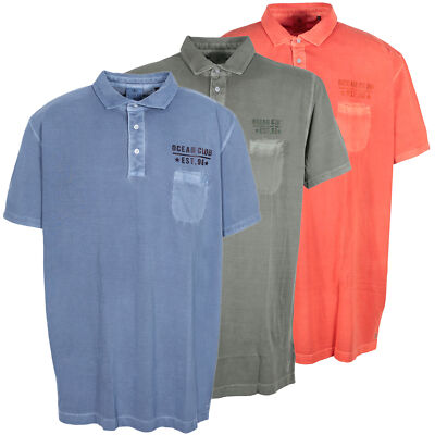 Kitaro Poloshirt Polo Herren Kurzarm Piqué Baumwolle Oliv Blau Orange Plusgröße