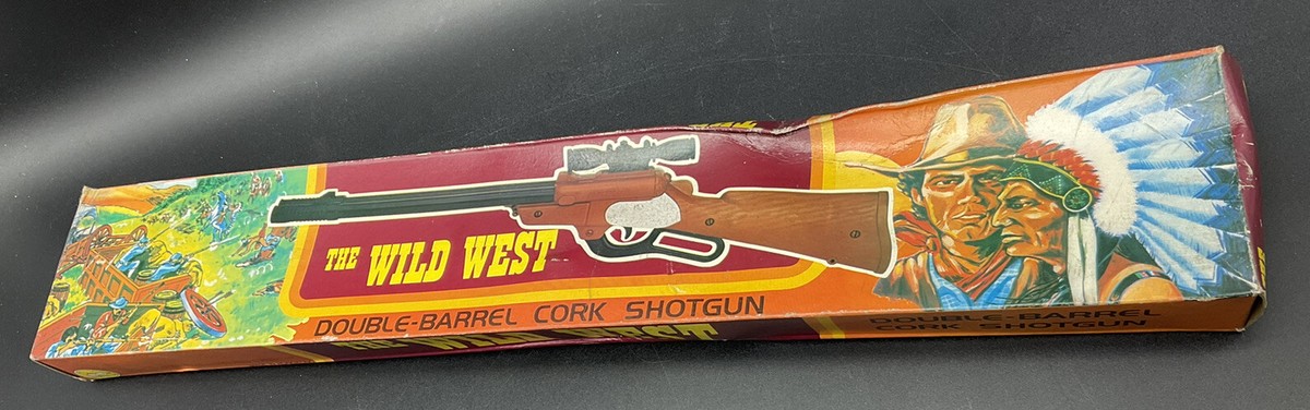 70 Ages DOUBLE BARREL Plastic TOY CORK POP GUN VICTOR RIFLE NEW