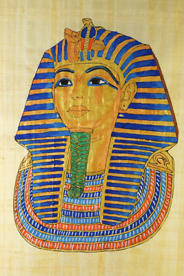 Papyrus Tutanchamun Totenmaske 35x42cm, Handarbeit, Echtheitszertifikat. Ägypten