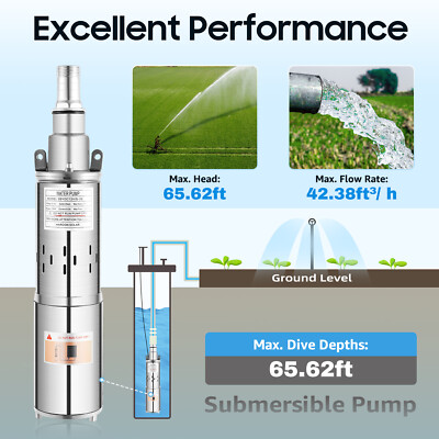 Wasserpumpe Tiefbrunnenpumpe Brunnenpumpe Tauchpumpe Bis 20m Pumpe 12V 180W