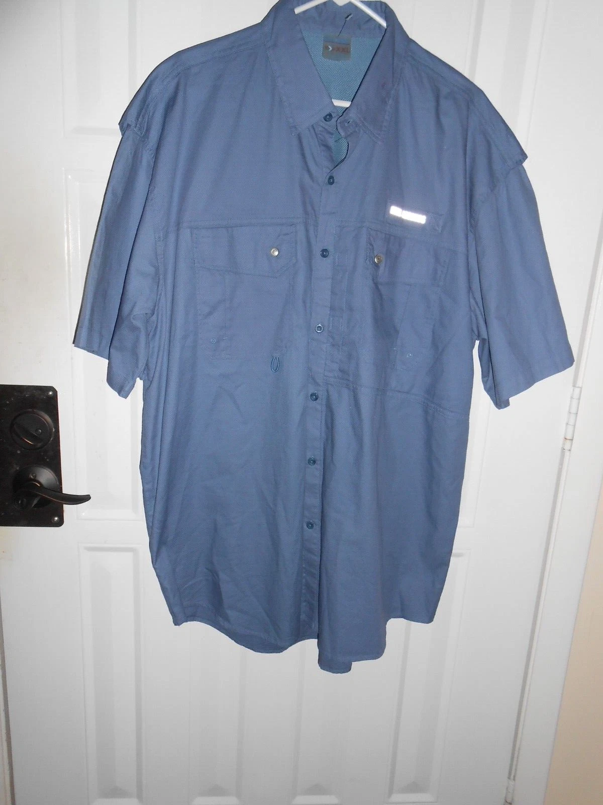 Reel Legends Fishing Shirt XXL Blue Gray Tones Short Sleeve Cotton