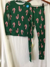 NWT Carter's Candy Cane Pajamas Set kids Cotton Christmas Green  Many Sizes