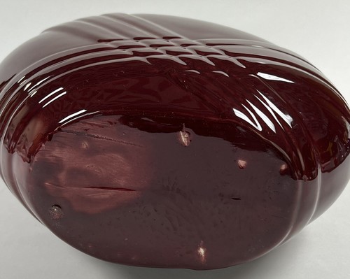 Vintage Haeger Pottery Burgundy Red Asymetrical Crisscross Pillow Vase - Picture 14 of 15
