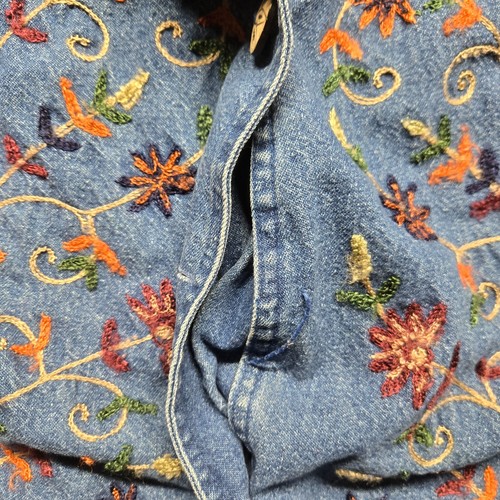 New Directions Jacke Cottagecore Blumen bestickt jeansblau Damen XL - Bild 3 von 7