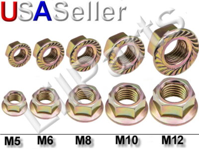Yellow Gold Zinc Anodized Hex Serrated Flange Nuts Metric M5 M6 M8 M10 M12 X