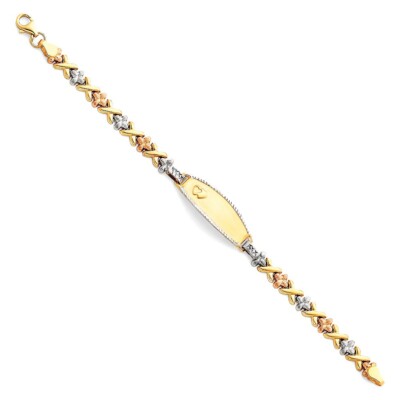 Gold 14K Tri Color Gold Light Stampato ID Armband - 6''