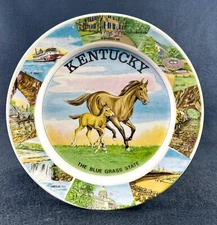 Souvenir Home Decor Kentucky The Blue Grass State Plate Ebrink Japan Vintage