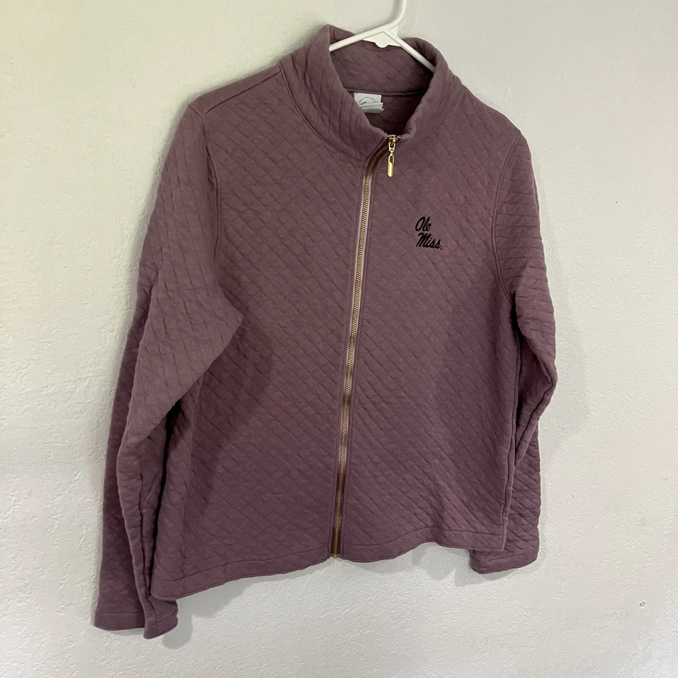 Sudadera top morada con cremallera completa acolchada mediana Ole Miss para mujer P4 Foto 2 de 4
