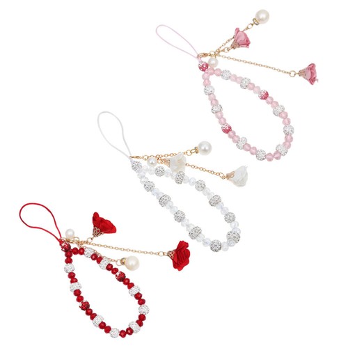 3 Pcs Flower Bracelet Cellphone Hanging Ropes Lanyard with Pendants - 第 6/12 張圖片