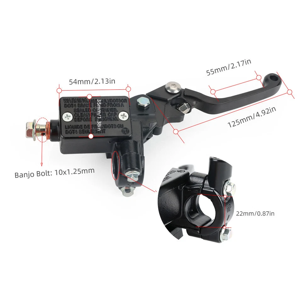 7/8" Front Brake Master Cylinder Pump Lever For HONDA XR 250 250R 250L 400R 150L - Image 4 of 4