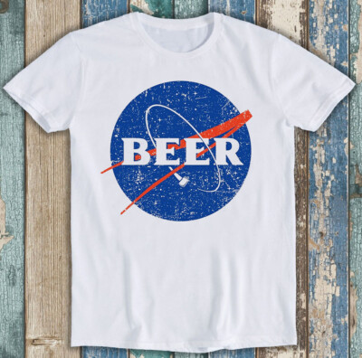 T-Shirt Nasa Bier Logo Biere im Weltraum lustig Meme Geschenk M1415
