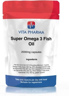 Super Omega 3 Fish Oil 2000mg capsules HEART AND BRAIN VISION VITAPHARMA