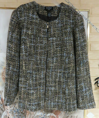 NWPT ELEGANT STUDIO /LIZ CLAIBORNE 24W ZIPPER FRONT TWEED WOOL BLEND L/S JACKET