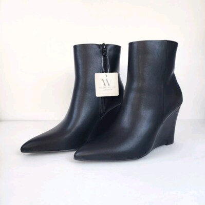 Black Worthington Womens Size Padley Wedge Heel Booties