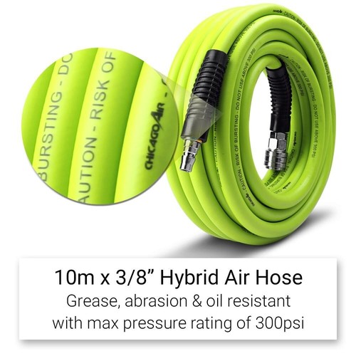 Chicago Air CAH10M 3/8" 10M Hybrid Flexible Air Hose, oil and abrasion resistant - Picture 3 of 5