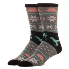 Dinosaur Holiday Socks 1 Pair Crew 10-13 Christmas Dinosaurs Pattern Novelty