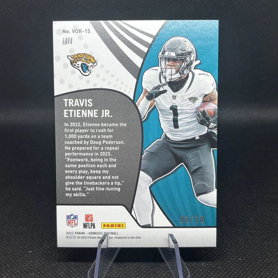 2023 Donruss Travis Etienne Jr. Vortex LAVA Insert SSP /10 VOR-15 Jaguars - Image 2 of 3