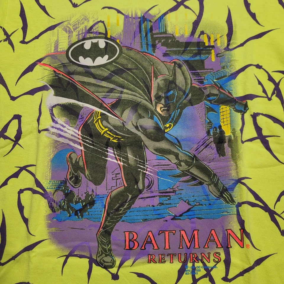 Vintage 1991 SSI Batman Returns Movie AOP All Over Print Single Stitch T-Shirt L - Image 3 of 4