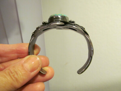 R.CHEE 925 Sterling Silver Native American Navajo Turquoise Cuff