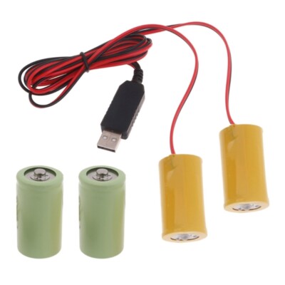 3V 2in1 D LR20 Battery Eliminators USB Powered Cable for Electronic Toy