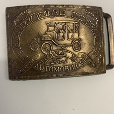 vintage Henry Ford Detroit automobile record model year belt buckle