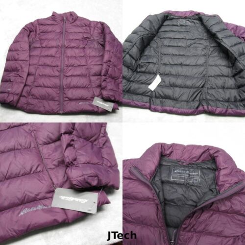 Eddie Bauer Down Jacket Womens Large Purple Lightweight EB650 Packable Coat NEW