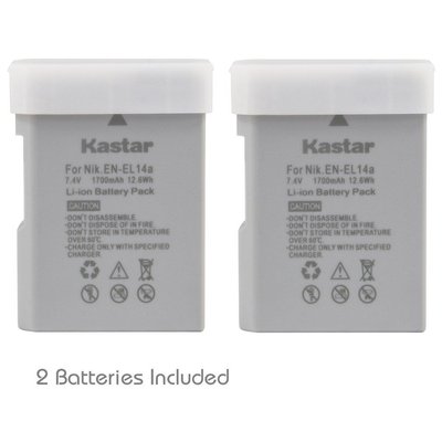 2x Kastar Battery for Nikon EN-EL14a D3100 D3200 D3300 D3400 D5100 D5200 D5300