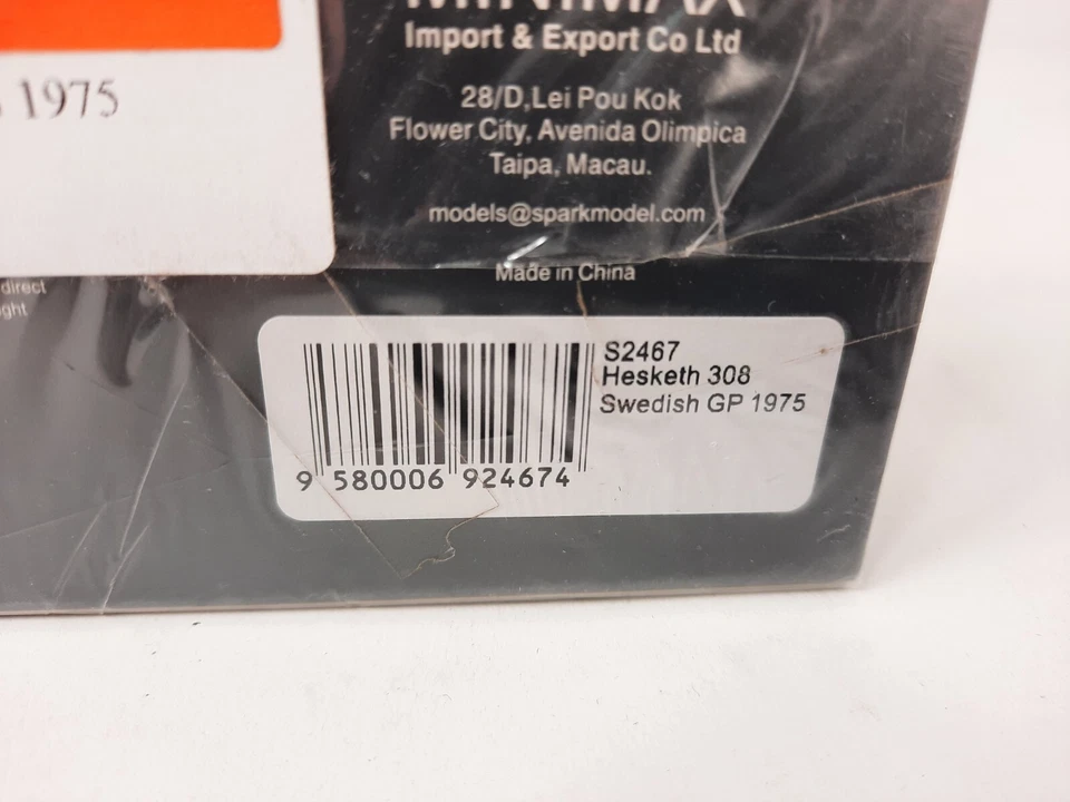 Spark Hesketh F1 308 #32 Torsten Palm Swedish GP 1975 1/43 S2467 - Image 3 of 3
