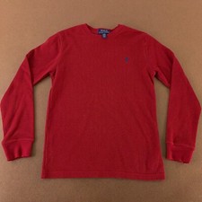 Polo Ralph Lauren Boys Large 14/16 Deep Red Rib Knit Long Sleeve Crew Neck Tee
